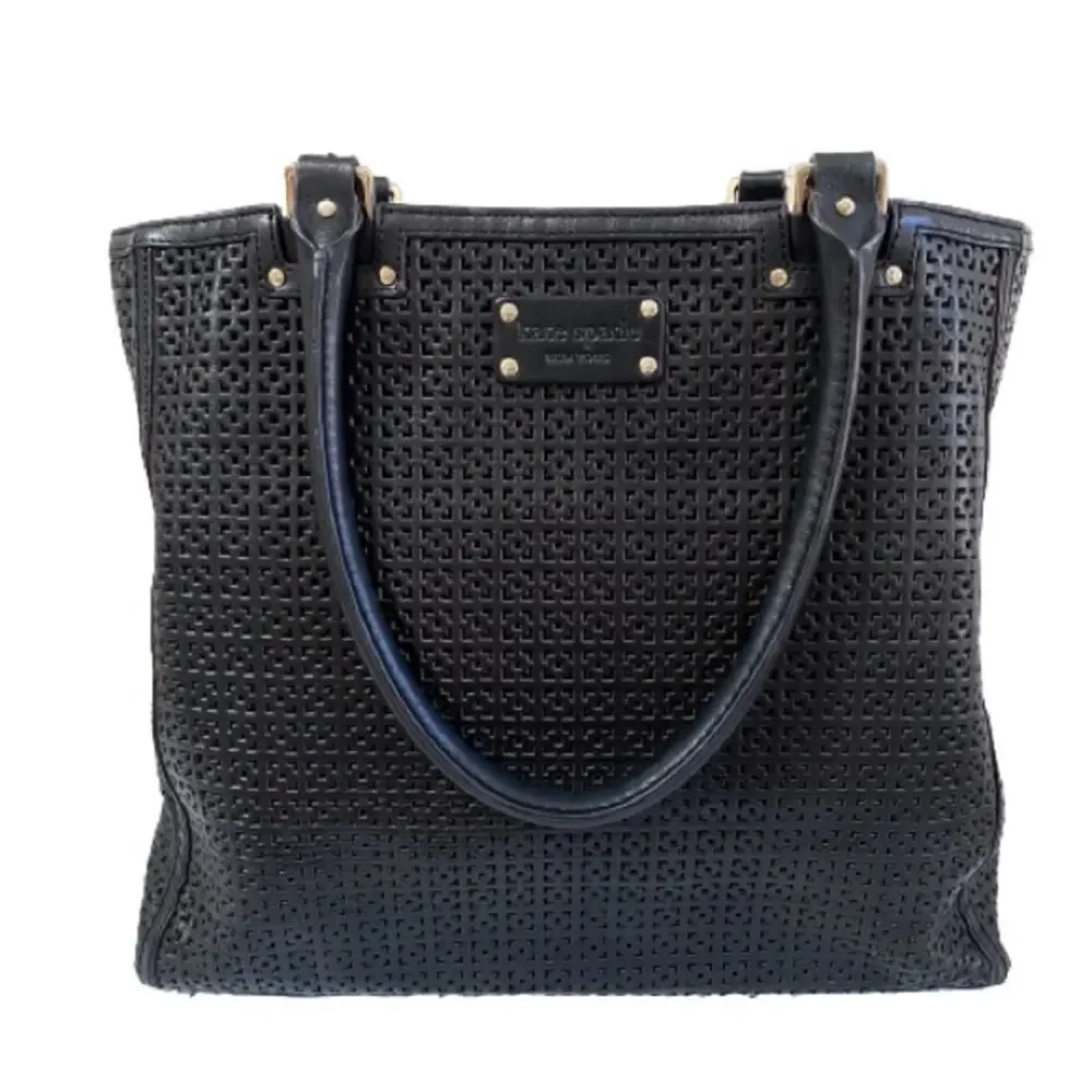 Kate Spade Black Leather Laser Cut‎ Tote Bag